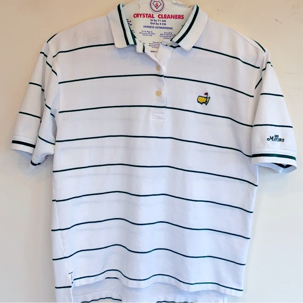 Masters Fitted White and Green Polo Tee